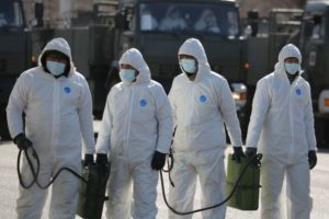 Военнослужащие войск РХБ защиты ВС РК готовы к дезинфекции